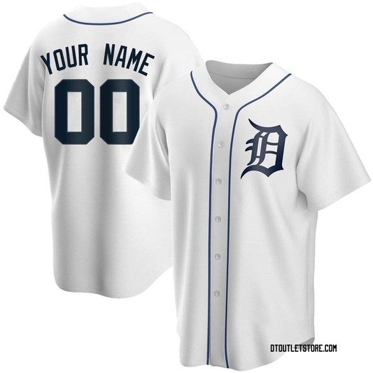 Men's Custom Detroit Tigers Replica White Home Jersey