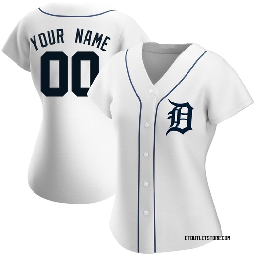 Women's Custom Detroit Tigers Authentic White Home Jersey
